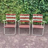 Set of 3 folding garden armchairs