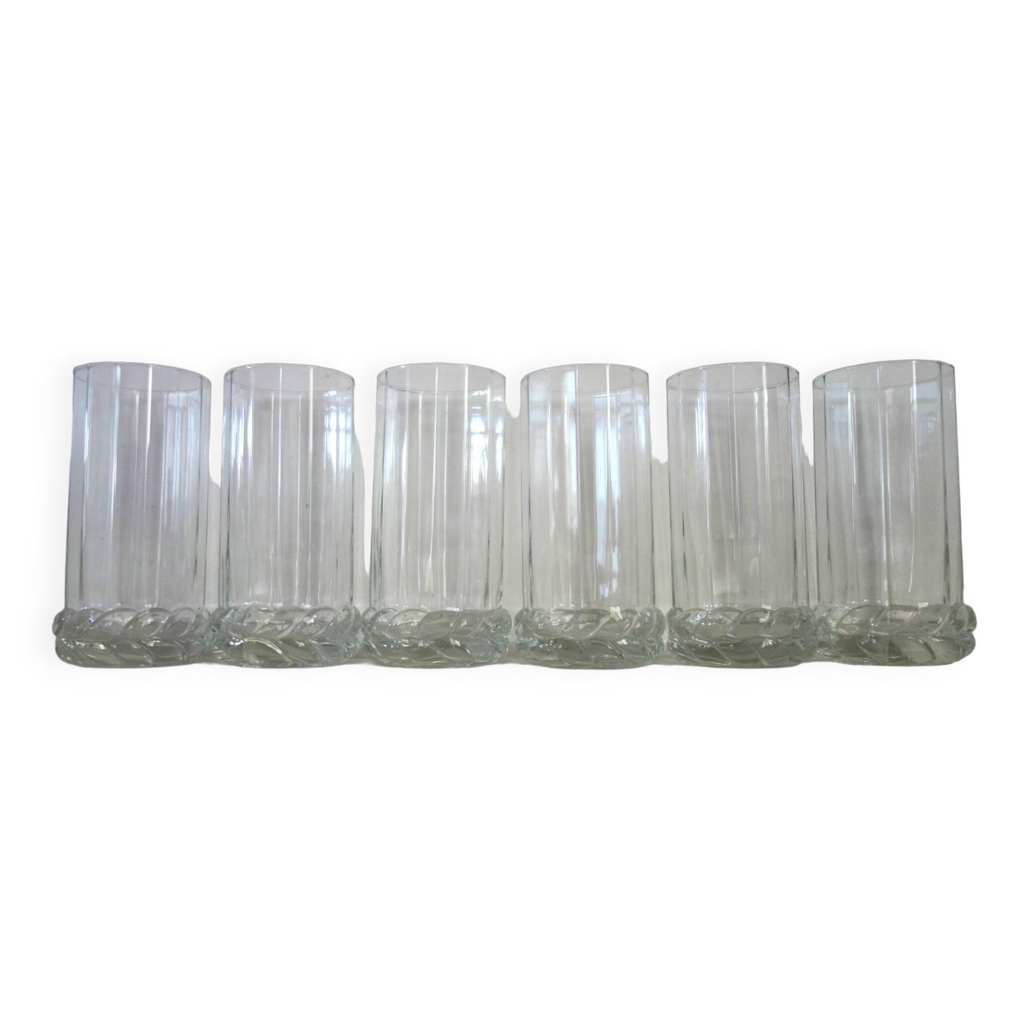 Set of 6 original big-footed glasses from the 70s
