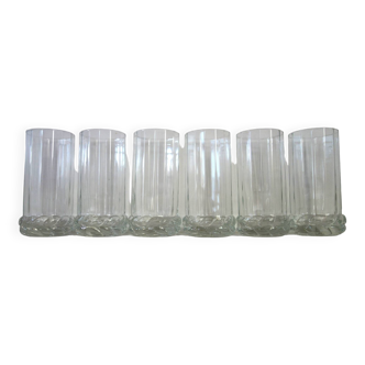 Set of 6 original big-footed glasses from the 70s