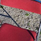 Set de 9 chaises pliantes  des années 70 tweed et métal chromé