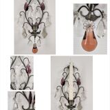 Metal wall candle holder with glass tassels