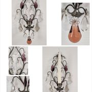 Metal wall candle holder with glass tassels