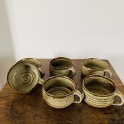 Lot of Villenauxe sandstone cups Made in France