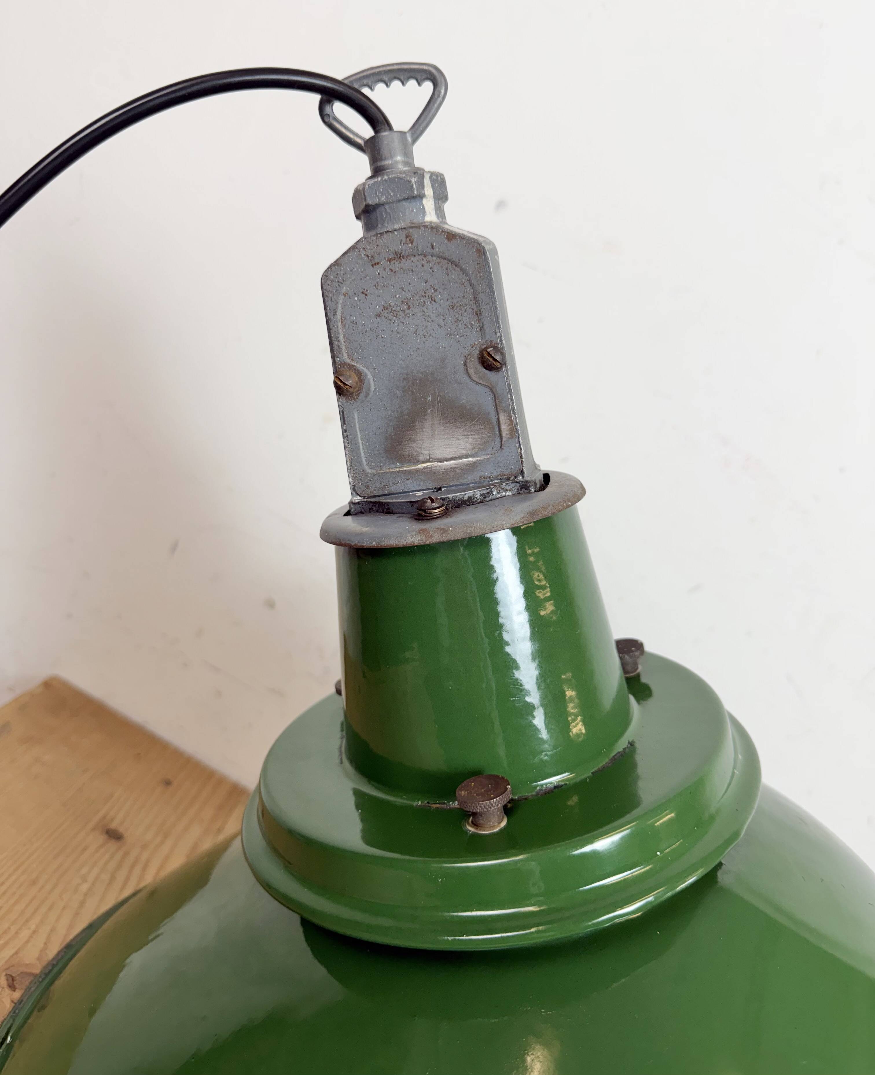 Large Industrial Green Enamel Factory Pendant Lamp from Benjamin, 1960s