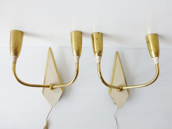 Paire d'appliques double typique 1950 vintage rockabilly 50's wall lights