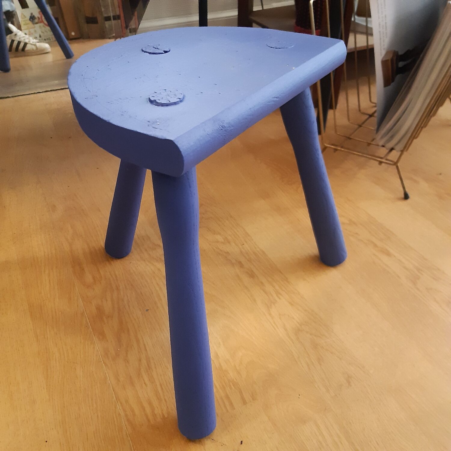 Brutalist blue majorelle low stool