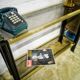 Vintage wooden console and smoked glass