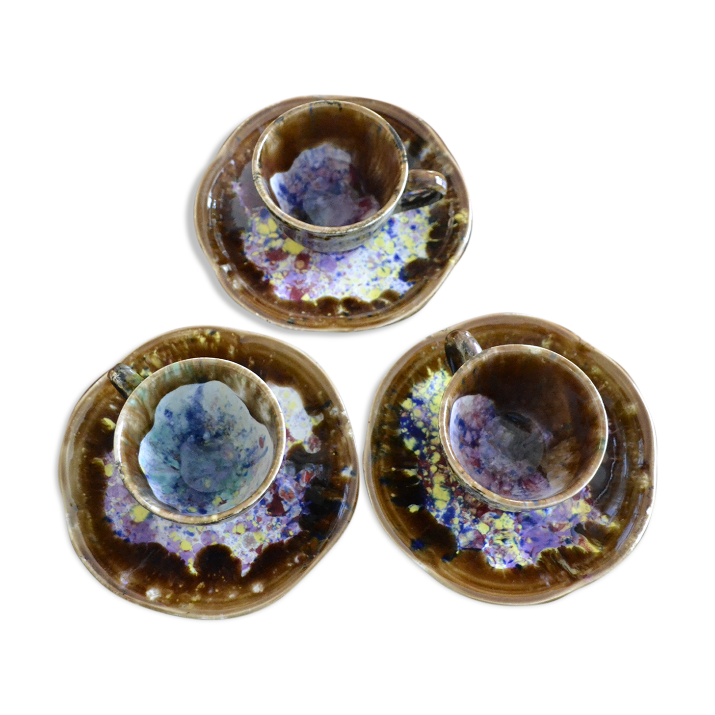 Set of 3 Morvan cups and their saucers
