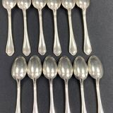 Série complète 12 cuillères à moka de style Louis XV métal argenté Hermès