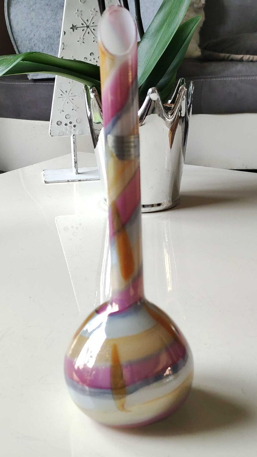 Vase ball glass of blown Art, Murano, ribbon strips