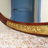 Miroir ovale bois époque moderniste art déco 1910 - 45x80cm