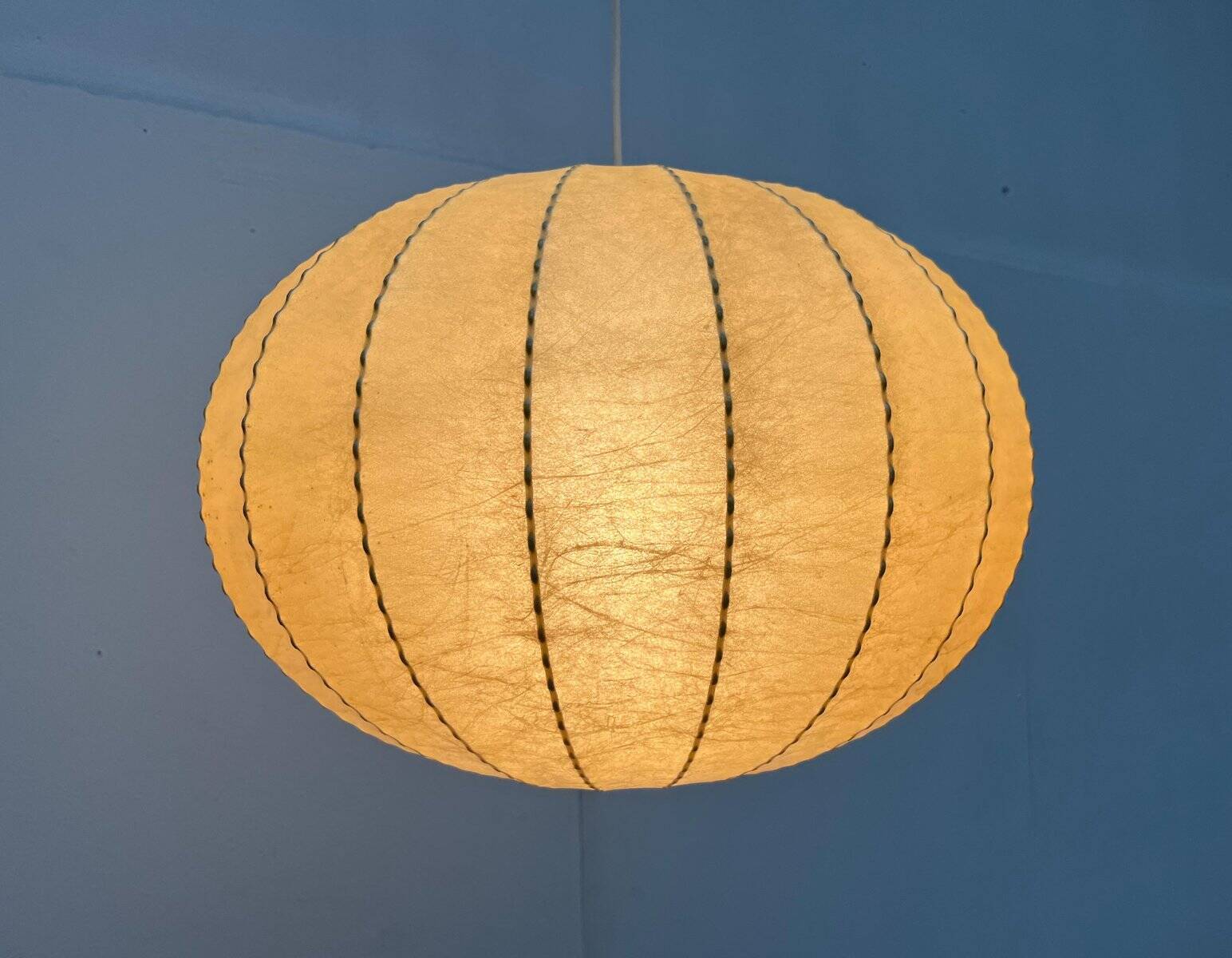 Modern mid-century German cocoon pendant lamp by Friedel Wauer for Goldkant Leuchten, 1960s.