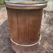 Vintage wooden and brass rolling dessert trolley – 1950s/60s
