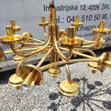 Extra Large Brass Chandelier: Mid-Century Italian 19-Bulb Pendant Light