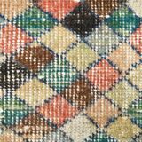 2x9 Vintage Multicolor Geometric Turkish Runner Rug, 75x266Cm