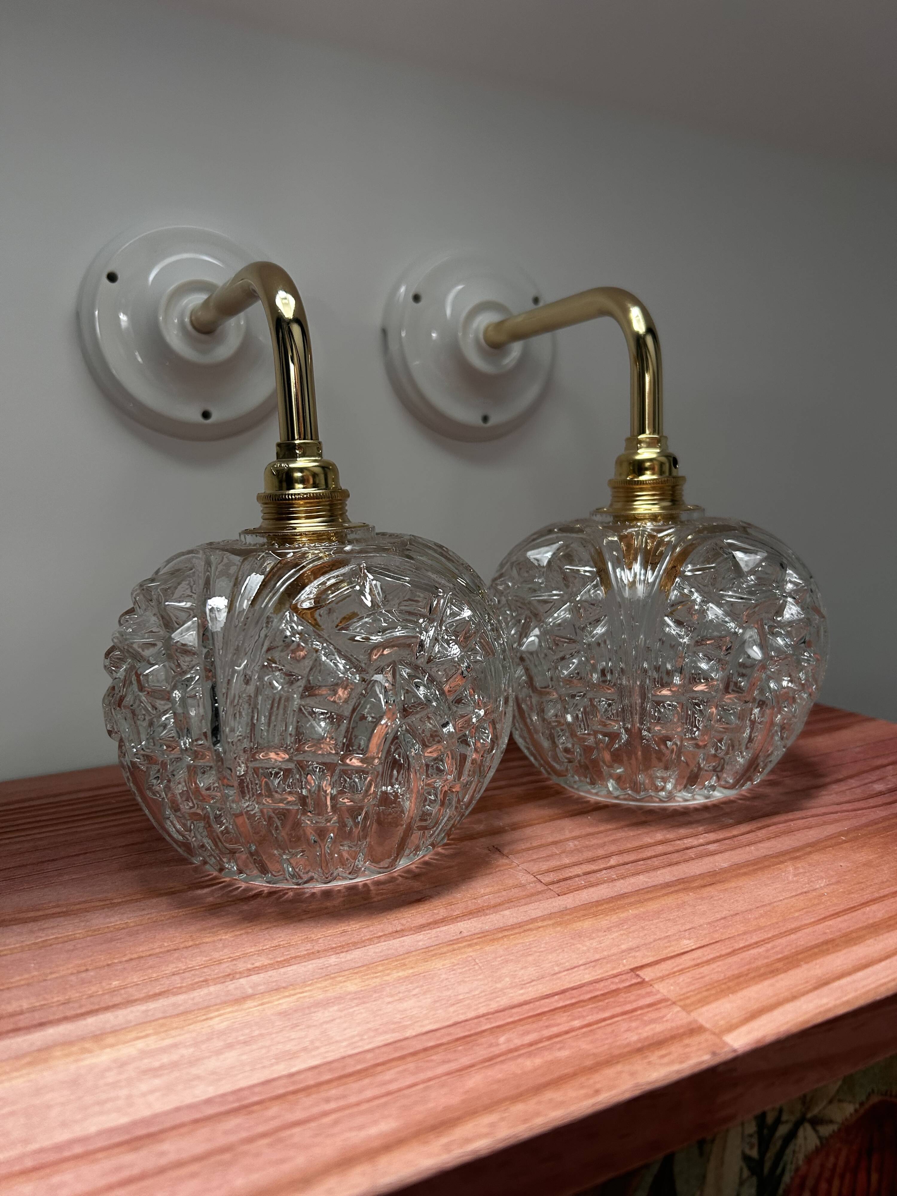 Pair of vintage globe wall lights