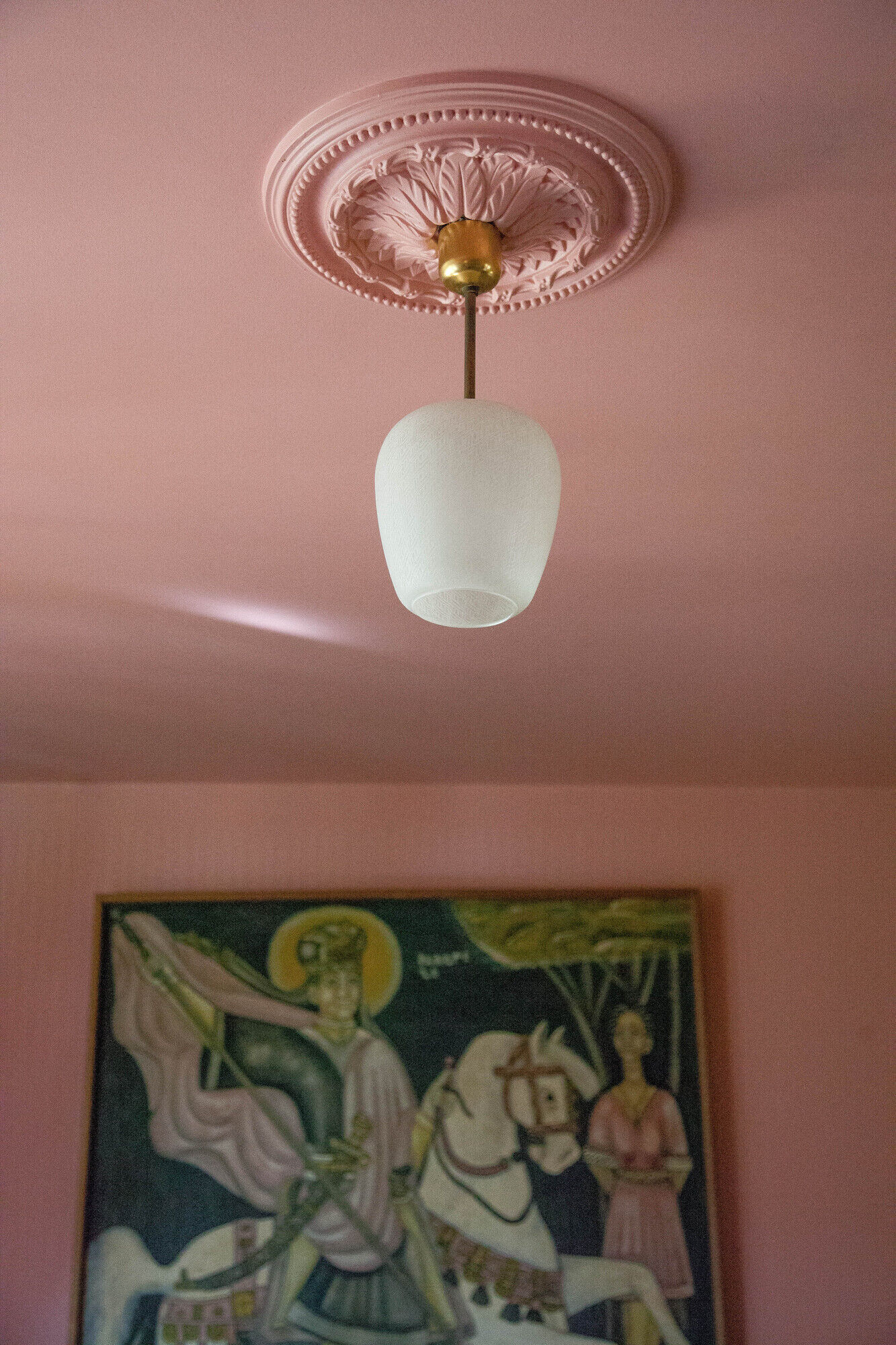 Vintage pendant lamp, opaline glass pendant lamp with patterns, vintage chandelier