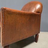 Leather art deco club chair from france, early 1900