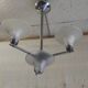 Art Deco chandelier with 4 lights in metal and glass - 1930s/40s