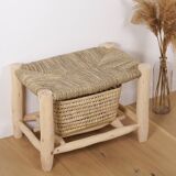 Moroccan wooden bench with storage 60cm