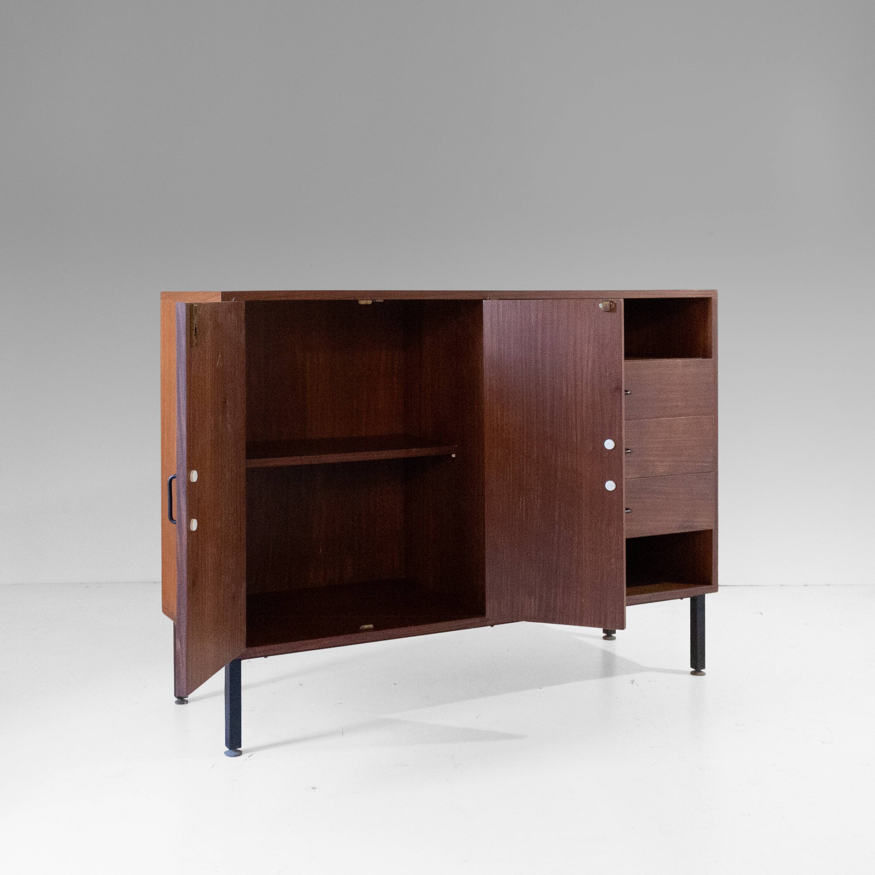 Mid Century Modern Rosewood Sideboard with Drawers, Italy 1970s