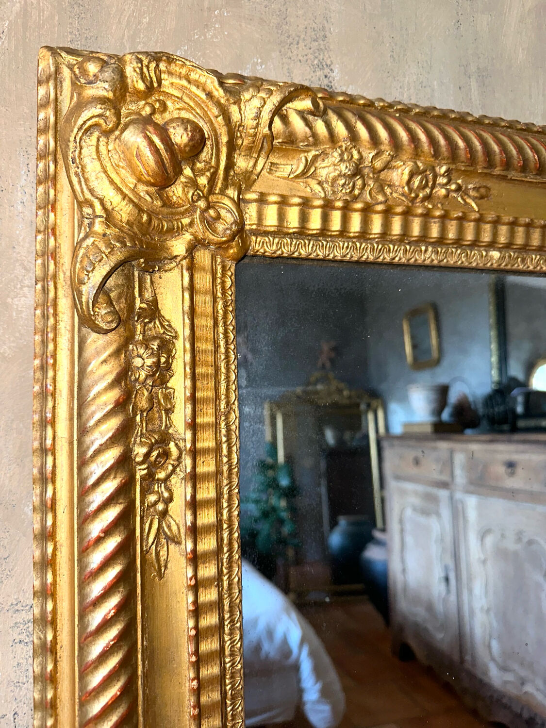 Miroir ancien doré époque début XIXème