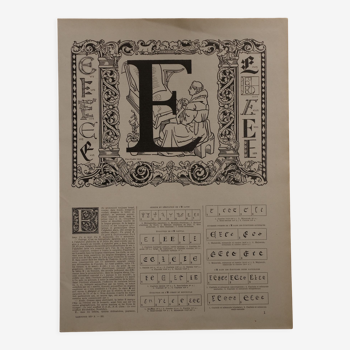 Lithographie sur la lettre E