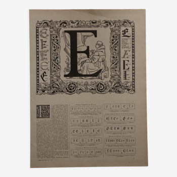 Lithograph on the letter E