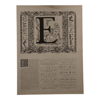 Lithograph on the letter E