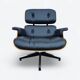 Black & Santos Herman Miller Original Eames Lounge Chair & Ottoman