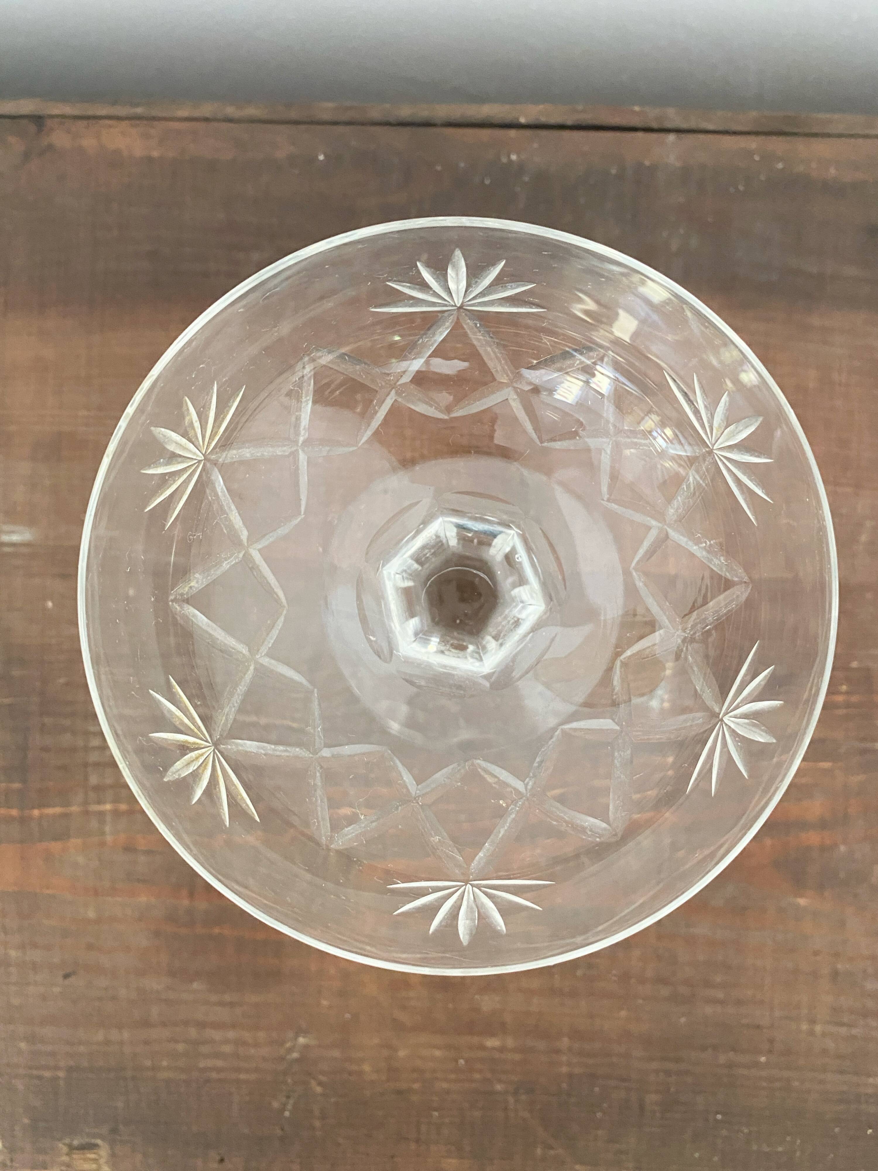 Coupes de champagne en cristal ciselé vintage 9 pièces