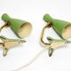 Pair of beautiful green Mid Century Modern Diabolo crow's foot table lamps