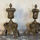 Pair of Louis XIV style andirons in bronze after a design by André-Charles Boulle.