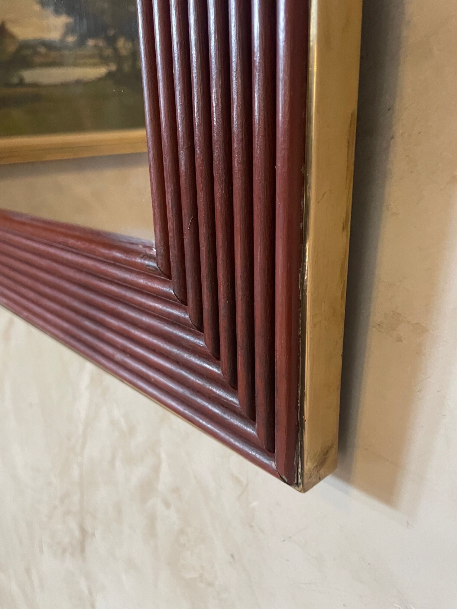 Mirror in wood and brass, 80 cm