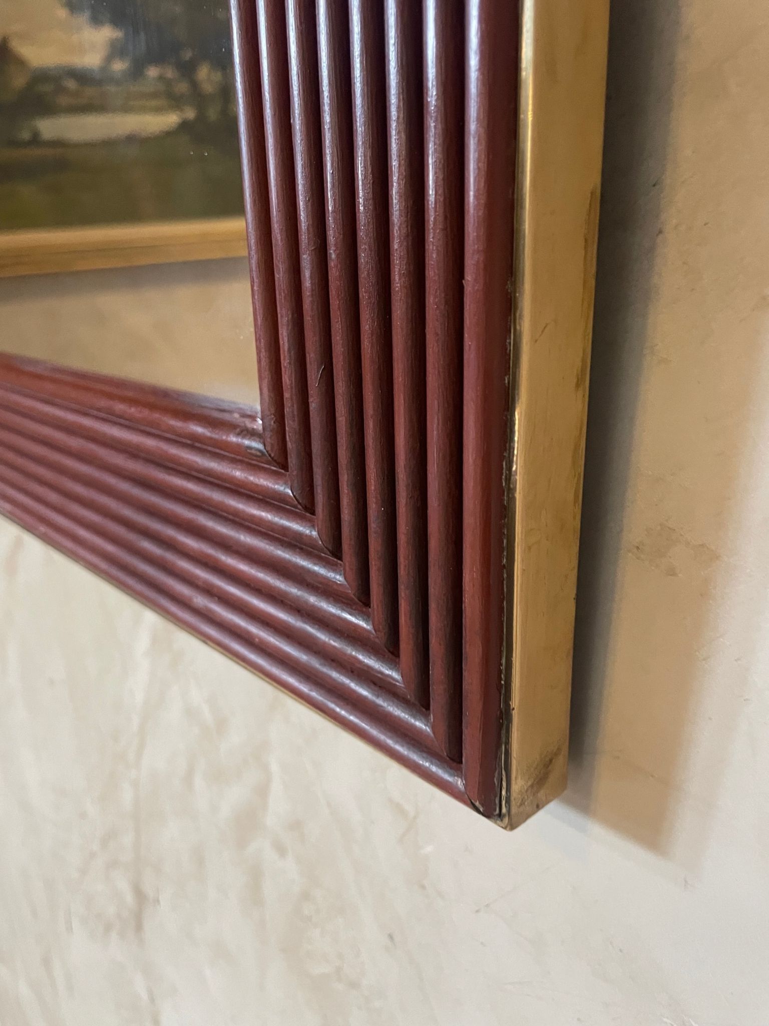 Mirror in wood and brass, 80 cm