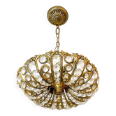 Suspension vintage Palwa en laiton massif et cristal