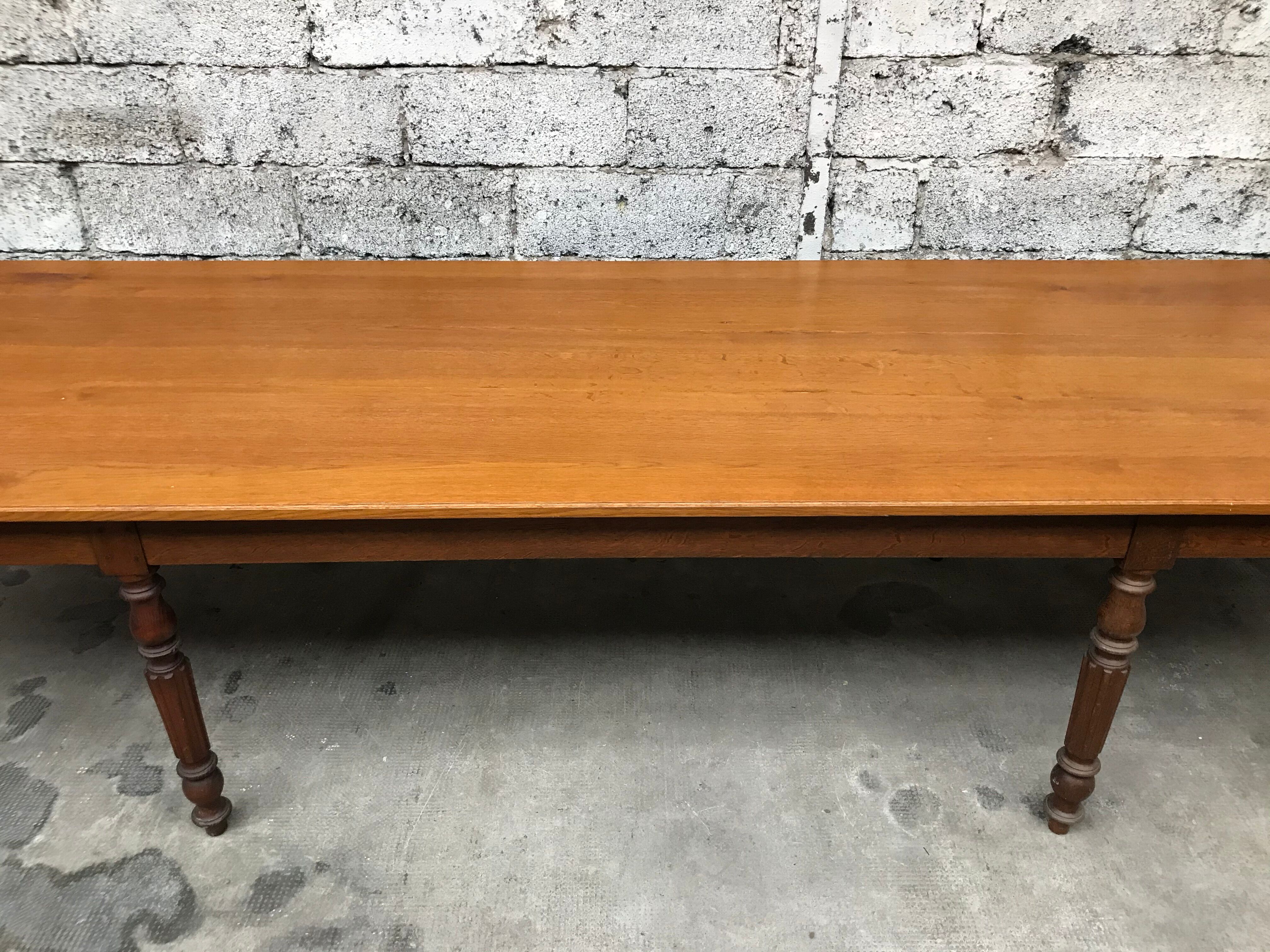 Former large oak farm table early 20th vintage