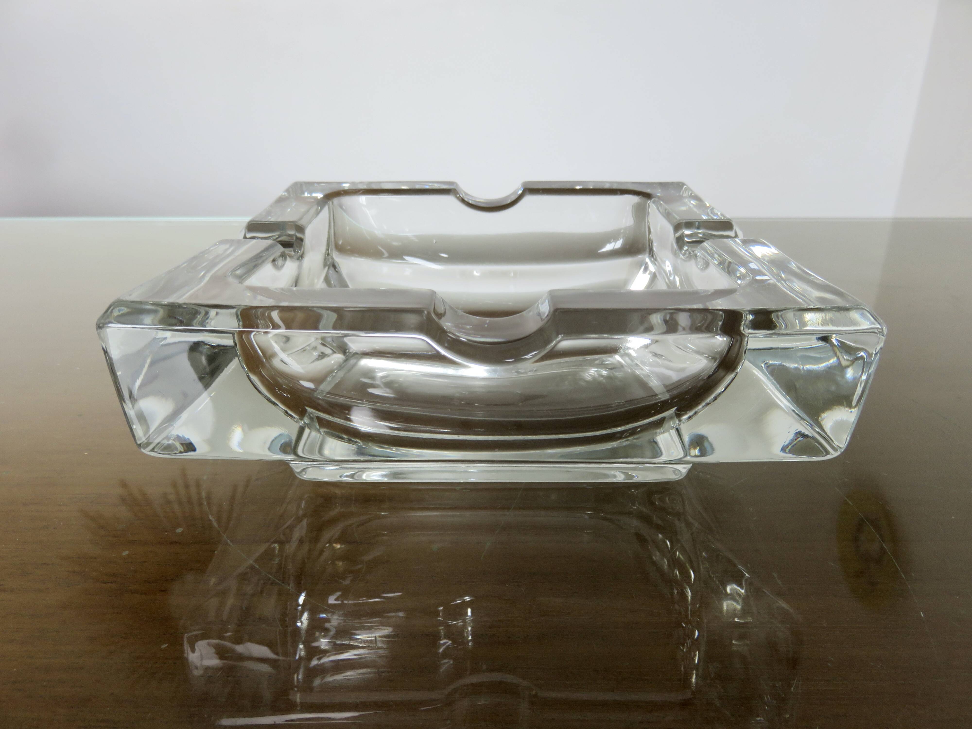Large crystal table ashtray, France, 1970s