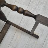 1970s, set of 4 Danish dining chairs, original condition, dark oak wood, furniture wool fabric.