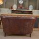 Small Vintage Bench Sofa Studded Leather Sofa 1970s