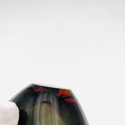 Pocket Vase Flavio Poli Murano Crystal Sommerso Blue Petrol Amber 21cm