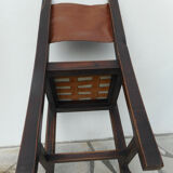 Series of 4 wood and leather chairs