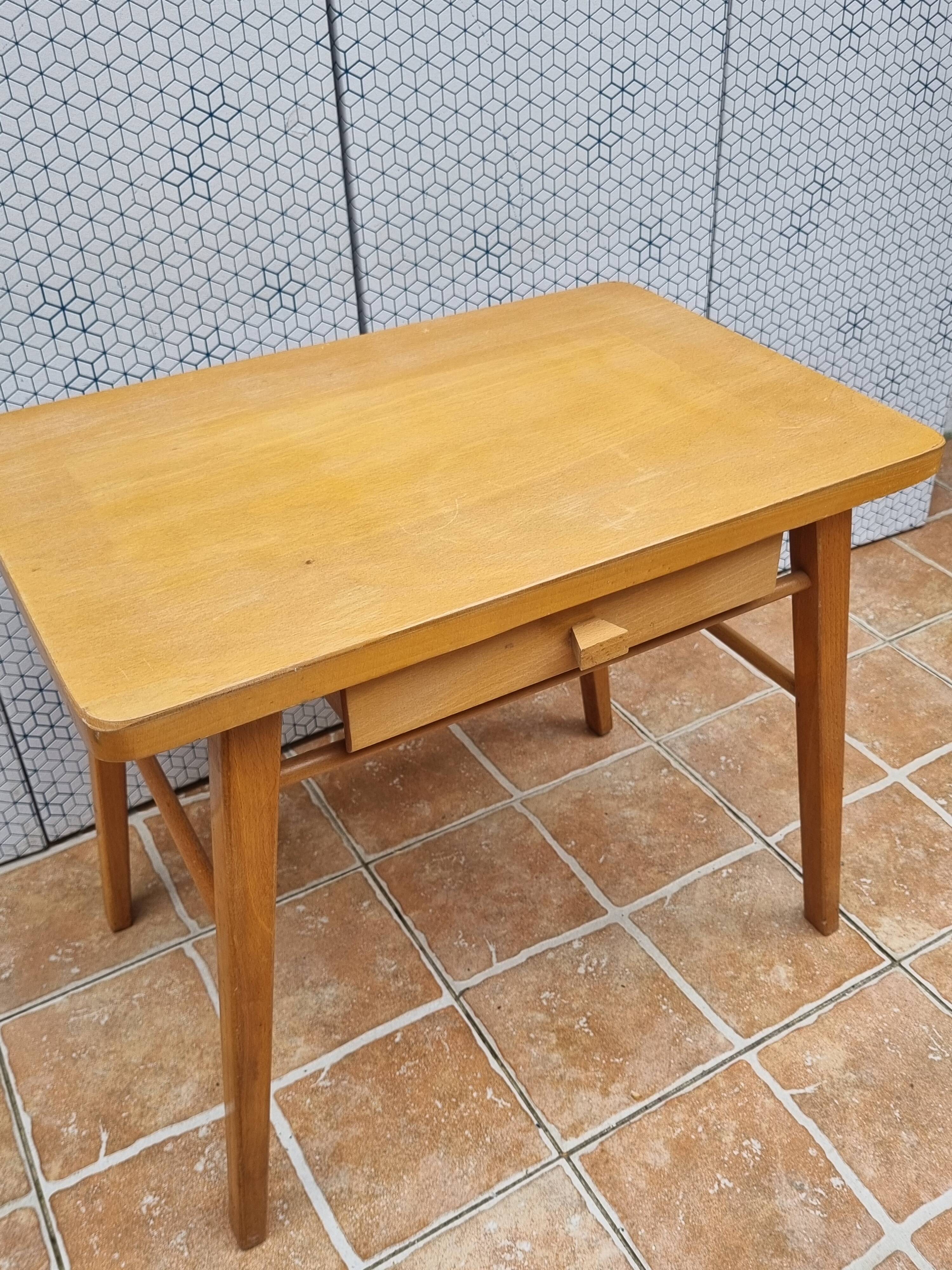 Vintage light wood school desk – Baumann model, 1950s-1960s