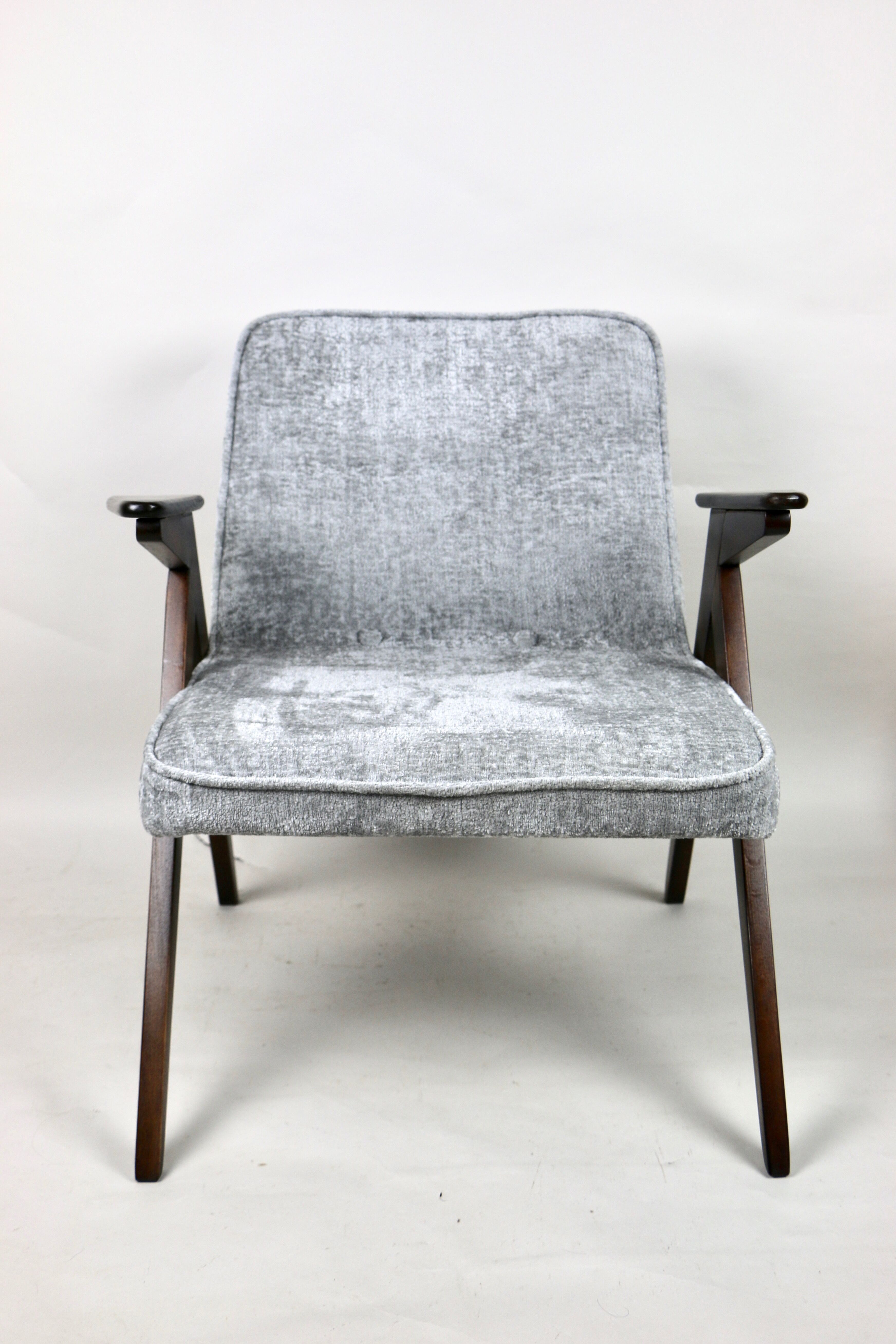 Grey Silver Bunny Armchair by Józef Chierowski, 1970s