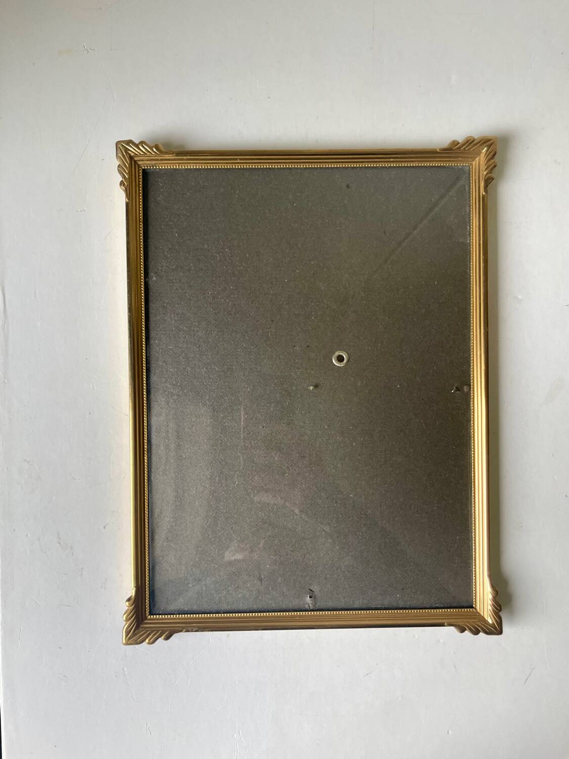 ART DECO  Gold  colored Metal Picture Frame 25 cm x 19 cm CONVEX Glass