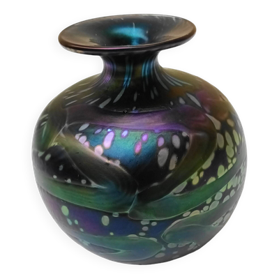 Vase boule en verre de murano signé melina