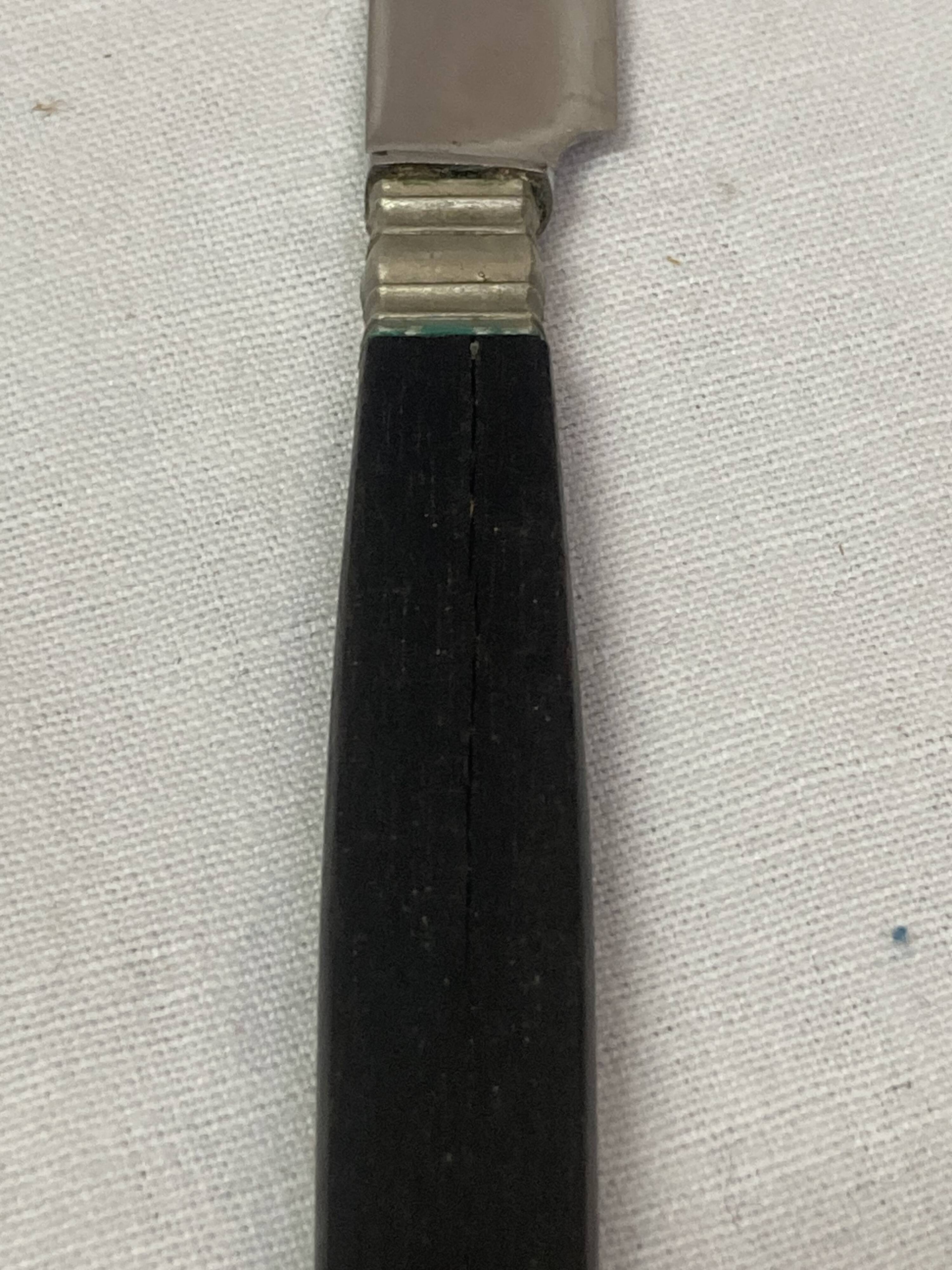 19th century ebony silver cheese knives