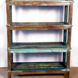 Old burmese teak shelf with original blue patina