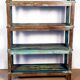 Old burmese teak shelf with original blue patina