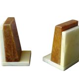 Serre-livres vintage en albâtre, milieu du siècle